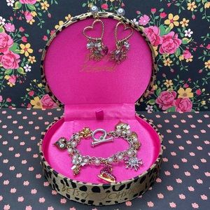 Betsey Johnson skating earring charm bracelet set